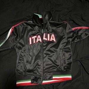 Black and Red Bomber Jacket with Italian Flair
